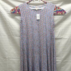 Style & Co Women Essental Starry Tiles BL/WT dress